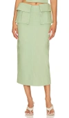 Camila Coelho Rousseau Midi Skirt In Sage Green