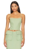 Camila Coelho Rousseau Top In Sage Green