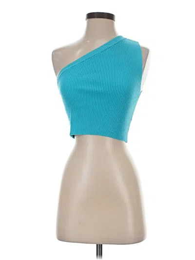 Pre-owned Camila Coelho Tank Top Teal One Shoulder Neckline Tops In Blue