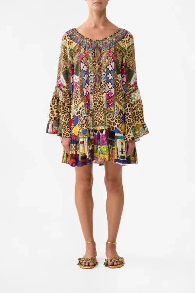 Camilla A Line Frill Dress Embroidered Ever After In Multi