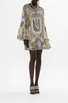 Camilla Silk A Line Frill Dress In Make Me Your Mosiac