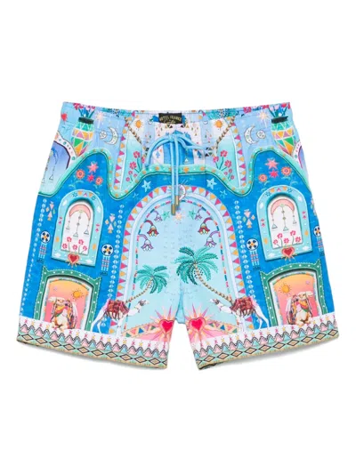 Camilla A Painted Village Swim Shorts In Blue