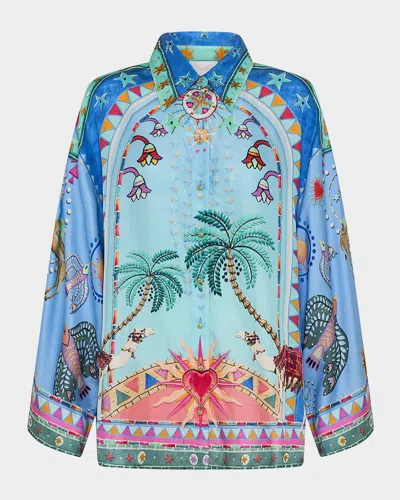 Camilla A Painted Village Wide-sleeve Blouse