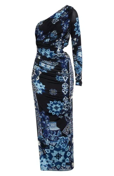 Camilla A Tiled Wonderland Cutout One-shoulder Jersey Dress In Multi