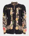 Camilla Adorned In Alexandria Pintuck Draped Sleeve Blouse In Adorned In Alexandria