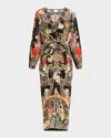 Camilla Adorned In Alexandria Long Split Twist-front Dress In Adorned In Alexandria