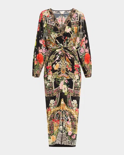 Camilla Adorned In Alexandria Long Split Twist-front Dress