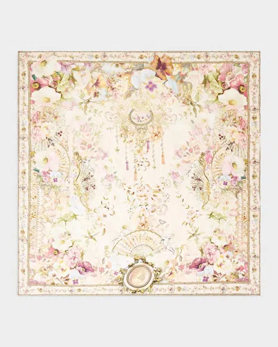 Camilla Adorned In Aranjuez Embellished Silk Twill Scarf In Neutral