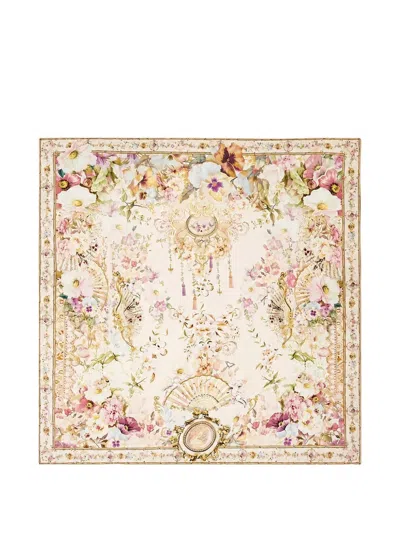 Camilla Adorned In Aranjuez Silk Scarf In Neutral