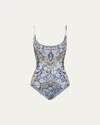 Camilla Floral Printed One-piece Swimsuit In Al Manial Palace Memoirs