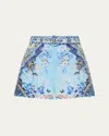 Camilla Hemline Shorts With Floral Pattern And Belt In Al Manial Palace Memoirs