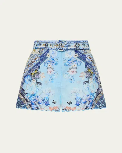 CAMILLA AL MANIAL PALACE MEMOIRS TUCK-FRONT SHORTS