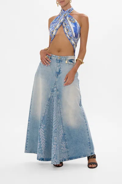 Camilla Alika Oasis Odyssey A-line Maxi Skirt Denim In Blue