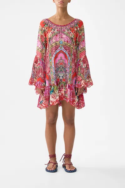 Camilla A-line Frill Dress Heirloom Empire In Red