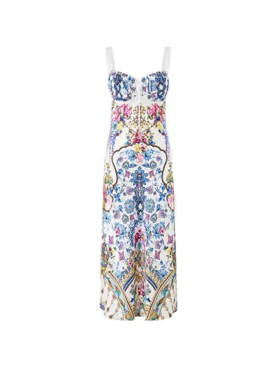Camilla All About That Lace Gathered Bodice Print Maxi Dress In Blue