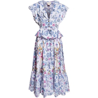 Camilla All About That Lace Organic Cotton Midi Dress In Blue