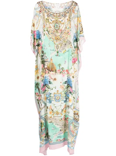 Camilla Women's Printed Long Caftan Dress In Amalfi Lullaby