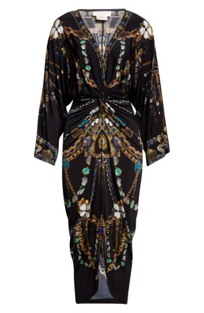 Camilla Amulets & Alchemy Print Twist Front Long Sleeve Jersey Dress In Multi