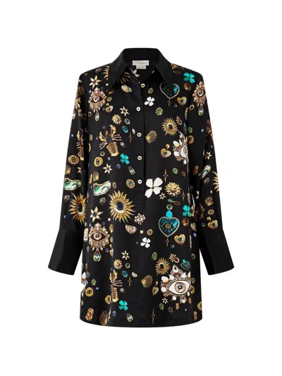 Camilla Amulets And Alchemy Shirt Dress In Black