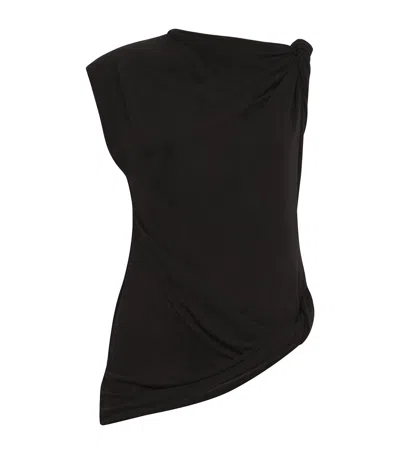 Camilla And Marc Asymmetric Draped Ando Top In Black