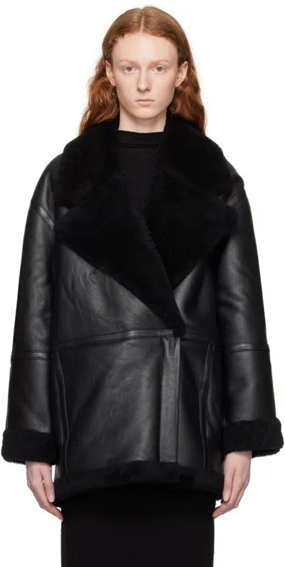 Camilla And Marc Black Delano Shearling Jacket In Dblk Black