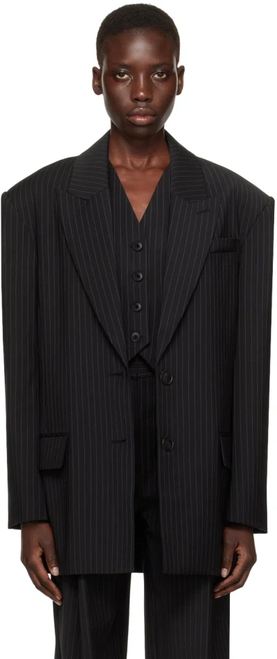 Camilla And Marc Black Thera Blazer In Dblk Black Pinstripe