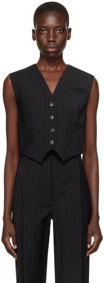 Camilla And Marc Black Thera Waistcoat In Dblk Black Pinstripe