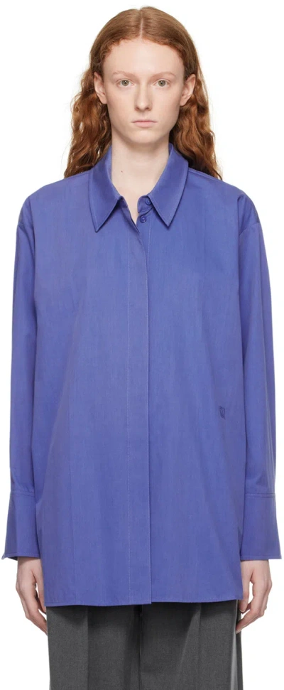 Camilla And Marc Womens Spahire Avani Brand-embroidered Oversized-fit Cotton-blend Shirt