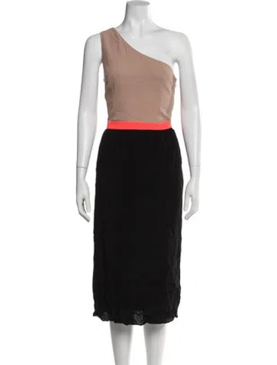 Pre-owned Camilla And Marc Colorblock Pattern Midi Length Dress In Black