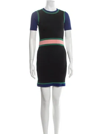 Pre-owned Camilla And Marc Colorblock Pattern Mini Dress In Black