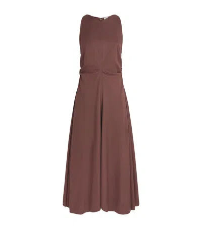 Camilla And Marc Cotton Pleated Brera Maxi Dress In Brown