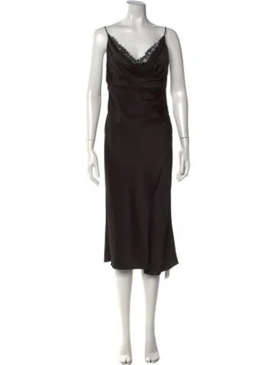 Pre-owned Camilla And Marc Cowl Neck Midi Length Dress In Black