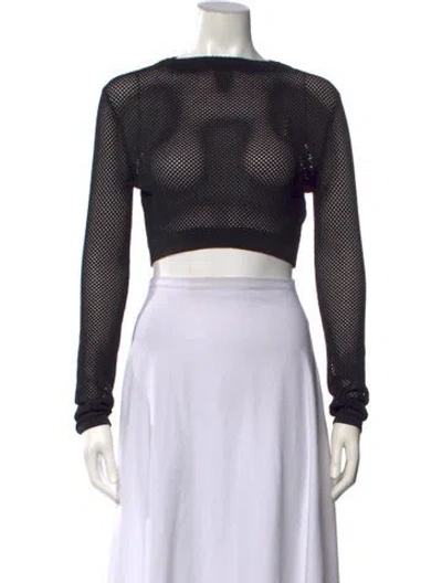 Pre-owned Camilla And Marc Crew Neck Long Sleeve Crop Top In Black