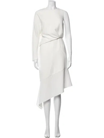 Pre-owned Camilla And Marc Crew Neck Midi Length Dress In White