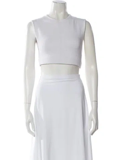 Pre-owned Camilla And Marc Crew Neck Sleeveless Crop Top In White