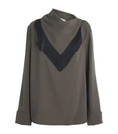 Camilla And Marc Draped-neck Una Shirt In Green