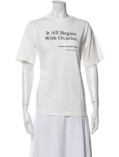 Pre-owned Camilla And Marc Graphic Print Crew Neck T-shirt In White