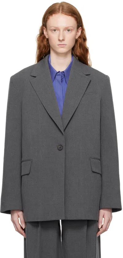 Camilla And Marc Womens Charcoal Marle Orla Single-breasted Woven Blazer