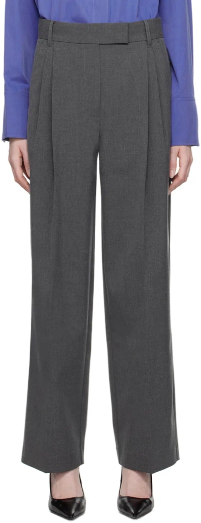 Camilla And Marc Womens Charcoal Marle Orla Straight-leg Mid-rise Stretch-woven Trousers
