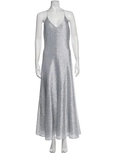 Pre-owned Camilla And Marc Halterneck Long Dress In Silver