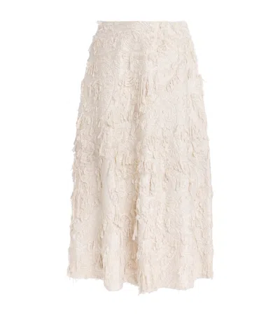 Camilla And Marc Jacquard Fringed Tundra Midi Skirt In Neutral