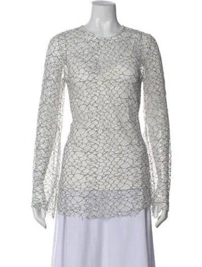 Pre-owned Camilla And Marc Lace Pattern Crew Neck Top In White