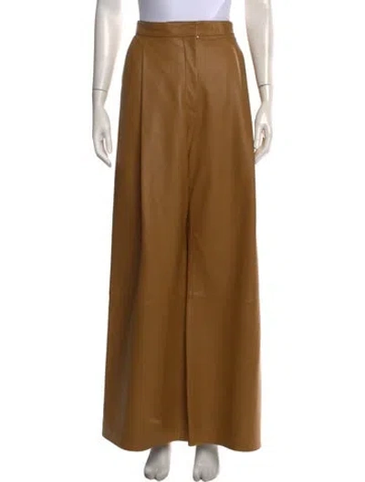 Pre-owned Camilla And Marc Lamb Leather Wide Leg Pants In Brown