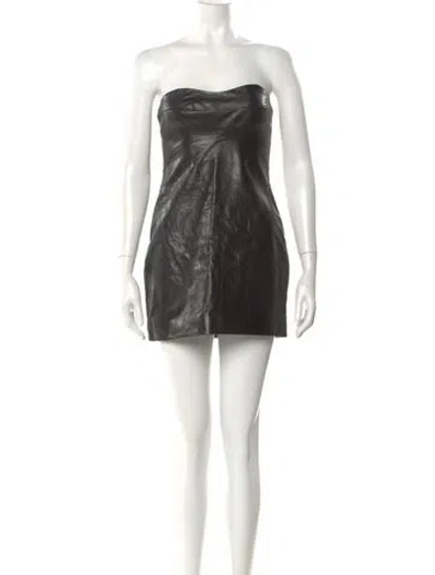 Pre-owned Camilla And Marc Leather Mini Dress In Black