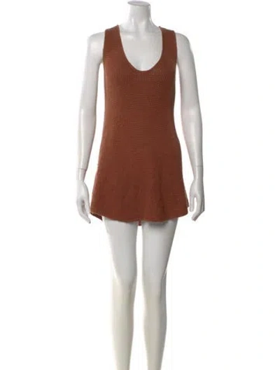 Pre-owned Camilla And Marc Linen Mini Dress In Brown
