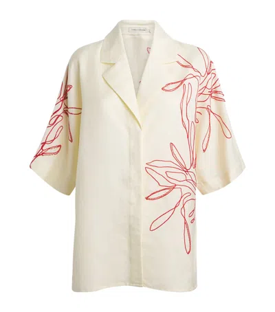 Camilla And Marc Linen-blend Embroidered Eviva Shirt In Neutral