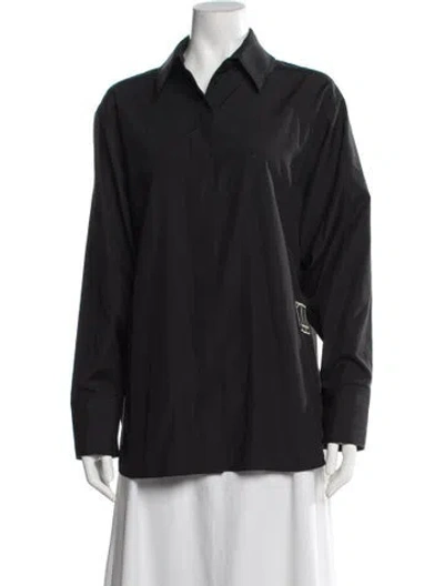 Pre-owned Camilla And Marc Long Sleeve Button-up Top In Black