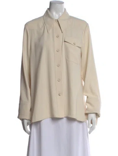 Pre-owned Camilla And Marc Long Sleeve Button-up Top In Neutral