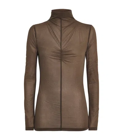 Camilla And Marc Mesh Jersey Long-sleeve Novel Top In Brown