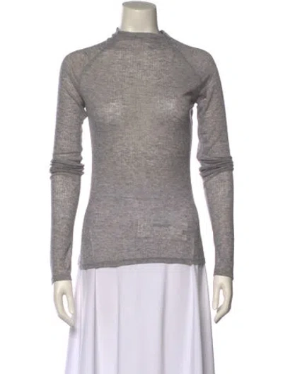 Pre-owned Camilla And Marc Mock Neck Long Sleeve Top In Gray
